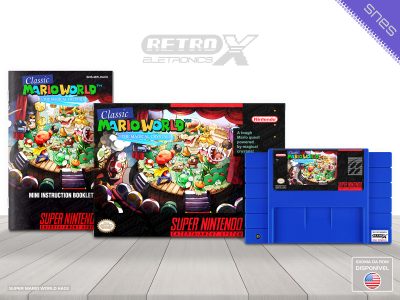 Classic Mario World 1 The Magical Crystals HACK Super Nintendo Completo - hack Cartucho Azul