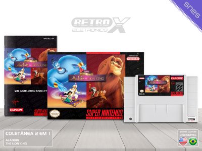 Disney Classic Games Aladdin And Lion King DAL Super Nintendo Completo - especial Cartucho Branco x