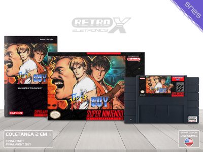 Final Fight + Final Fight Guy FT + FY Super Nintendo Completo - coletanea Cartucho Preto