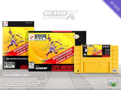 International Superstar Soccer Ultimate Deluxe ISSU Super Nintendo Completo coletanea - hack Cartucho Amarelo