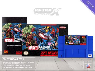 Marvel Comics Collection MVCL Super Nintendo Completo - coletanea Cartucho Azul