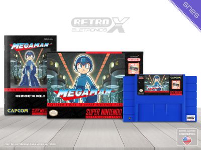 Mega Man 1 NES TO SNES Super Nintendo Completo - port Cartucho Azul