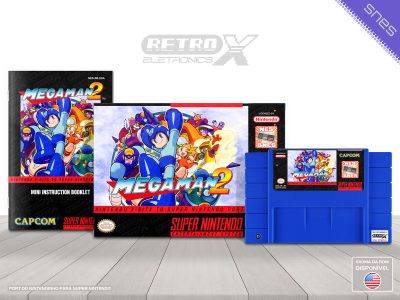 Mega Man 2 NES TO SNES Super Nintendo Completo - port Cartucho Azul