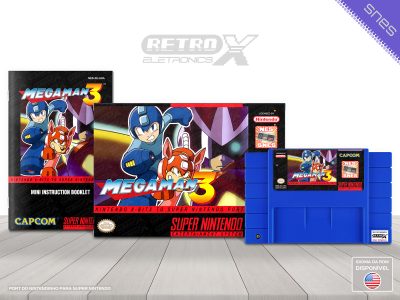 Mega Man 3 NES TO SNES Super Nintendo Completo - port Cartucho Azul