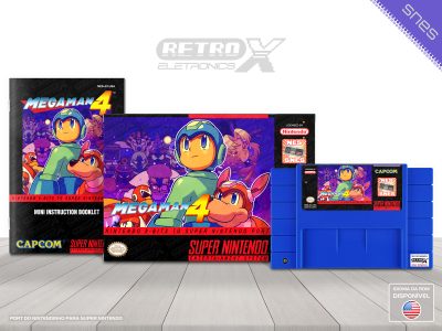 Mega Man 4 NES TO SNES Super Nintendo Completo - port Cartucho Azul