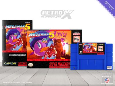 Mega Man 5 NES TO SNES Super Nintendo Completo - port Cartucho Azul