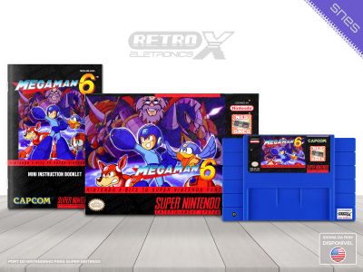 Mega Man 6 NES TO SNES Super Nintendo Completo - port Cartucho Azul