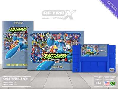 Mega Man Collection Volume 2 MCV2 Super Nintendo Completo - coletanea Cartucho Azul x