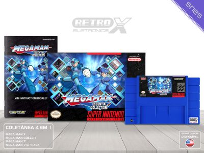 Mega Man Essential Collection 2022 MMEC Super Nintendo Completo - coletanea Cartucho Azul
