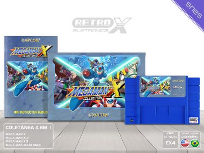 Mega Man X Collection MXCL Super Nintendo Completo - coletanea chip especial Cartucho Azul