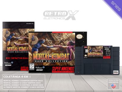 Mortal Kombat Hack Kollection MKHK Super Nintendo Completo - coletanea hack Cartucho Preto