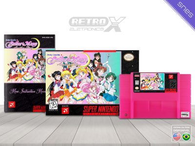 Pretty Guardian Sailor Moon Another Story ASSE Super Nintendo Completo Cartucho Rosa