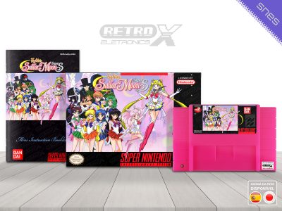 Pretty Guardian Sailormoon Super S Fighter AJQJ Super Nintendo Completo Cartucho Rosa