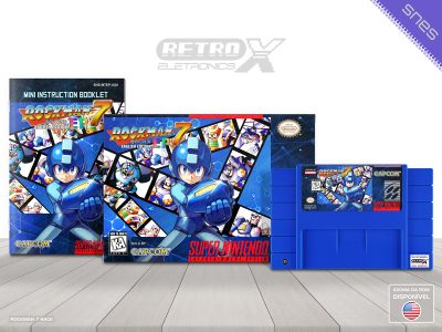 Rockman 7 Mega Man 7 EP HACK ESPECIAL Super Nintendo Completo - hack especial Cartucho Azul