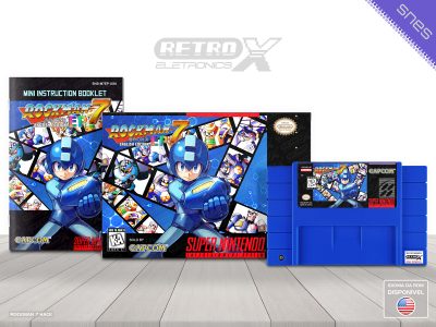 Rockman 7 Mega Man 7 EP HACK Super Nintendo Completo - hack Cartucho Azul