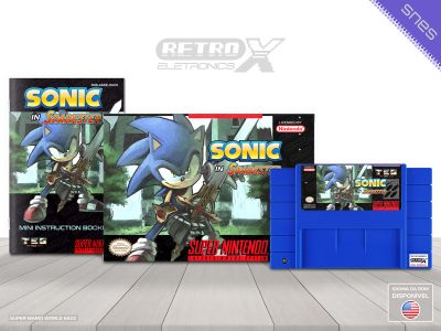 Sonic in Sparkster HACK Super Nintendo Completo - hack Cartucho Azul
