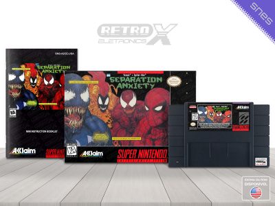 Spiderman and Venom Separation Anxiety A2CE Super Nintendo Completo Cartucho Preto