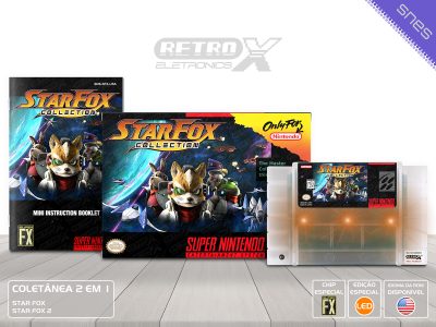 Star Fox Collection Super Nintendo 2024 ONLY NINTENDO Completo - coletanea chip especial Cartucho Translucido COM LEDS