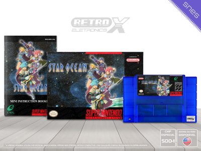 Star Ocean ARFE Super Nintendo Completo - chip especial Cartucho Azul Acrilico