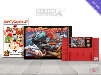 Street Fighter 2 iam8Bit 30th Anniversary Super Nintendo Completo Cartucho Vermelho
