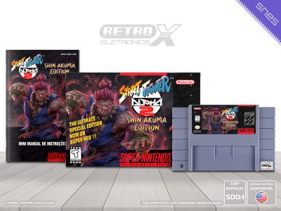 Street Fighter Alpha 2 SHIN AKUMA AUZE Super Nintendo Completo - hack chip especial