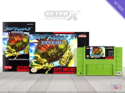 Street Fighter II Black Belt HACK Super Nintendo Completo - hack Cartucho Verde Claro