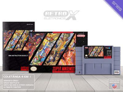 Super 4x1 Demon's Crest - Great Battle 4 - Hiryu S - Ultimate Fighter Super Nintendo Completo - coletanea
