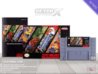 Super 4x1 X-men-War of Gem-captain Commando- Final Fight 3 Super Nintendo Completo - coletanea