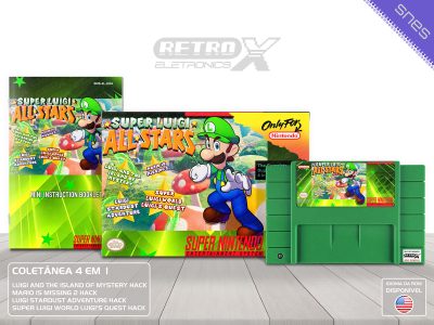 Super Luigi All Stars 4L Super Nintendo Completo - coletanea hack Cartucho Verde