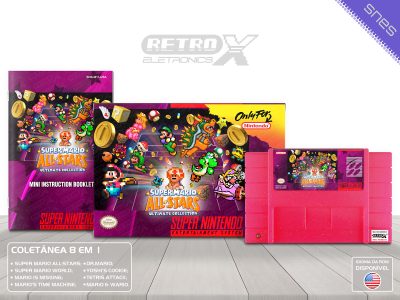 Super Mario All Stars Ultimate Collection ESPECIAL M11 Super Nintendo Completo - coletanea especial Cartucho Rosa Gliter
