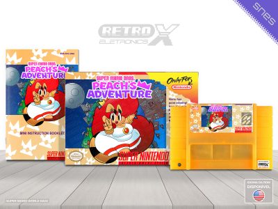 Super Mario Bros Peach's Adventure PAC Super Nintendo Completo - hack pessego Cartucho Laranja Semi Translucido