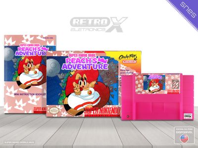 Super Mario Bros Peach's Adventure PAC Super Nintendo Completo - hack rosa Cartucho Rosa