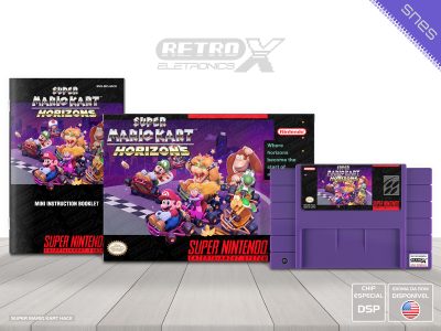 Super Mario Kart Horizons HACK Super Nintendo Completo - hack chip especial Cartucho Roxo