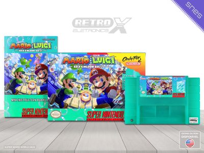 Super Mario & Luigi Kola Kingdom Quest HACK Super Nintendo Completo - hack Cartucho Verde Agua