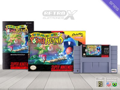 Super Mario World 2 Yoshi Island CUSTOM Super Nintendo Completo - chip especial