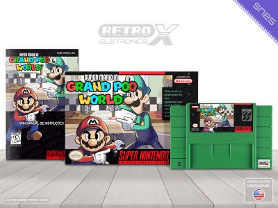 Super Mario in Grand Poo World GPOO Super Nintendo Completo - hack Cartucho Verde