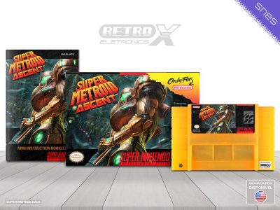 Super Metroid Ascent HACK Super Nintendo Completo - hack Cartucho Laranja Semi Translucido