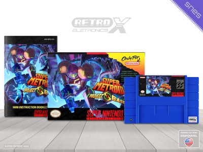 Super Metroid Project Base HACK Super Nintendo Completo - hack Cartucho Azul