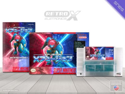 Super Metroid X Fusion HACK Super Nintendo Especial Vermelho e Azul Completo - hack especial Cartucho Translucido