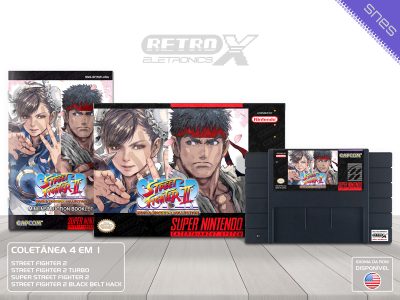Super Street Fighter 2 World Warrior Collection SFWW Super Nintendo Completo - coletanea Cartucho Preto