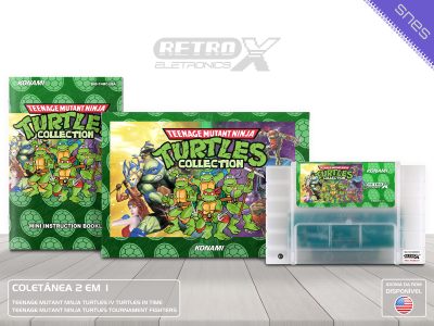 Teenage Mutant Ninja Turtles Collection TMNC Super Nintendo Completo - coletanea Cartucho Translucido