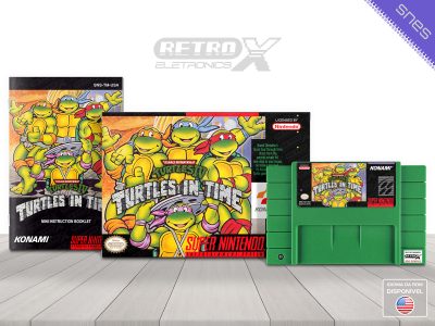 Teenage Mutant Ninja Turtles IV CUSTOM Turtles in Time TM Super Nintendo Completo Cartucho Verde
