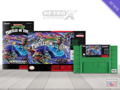 Teenage Mutant Ninja Turtles IV Turtles in Time TM Super Nintendo Completo Cartucho Verde