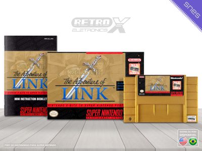 The Legend of Zelda 2 NES TO SNES Super Nintendo Completo - port Cartucho Dourado