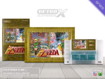 The Legend of Zelda Triforce Duality Super Nintendo Completo - port coletanea Cartucho Translucido